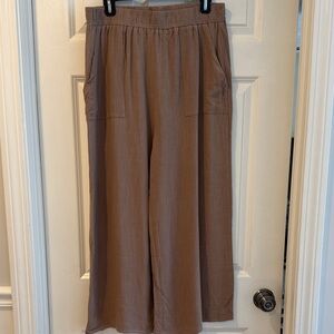 Casual Tan Wide-Leg Pants